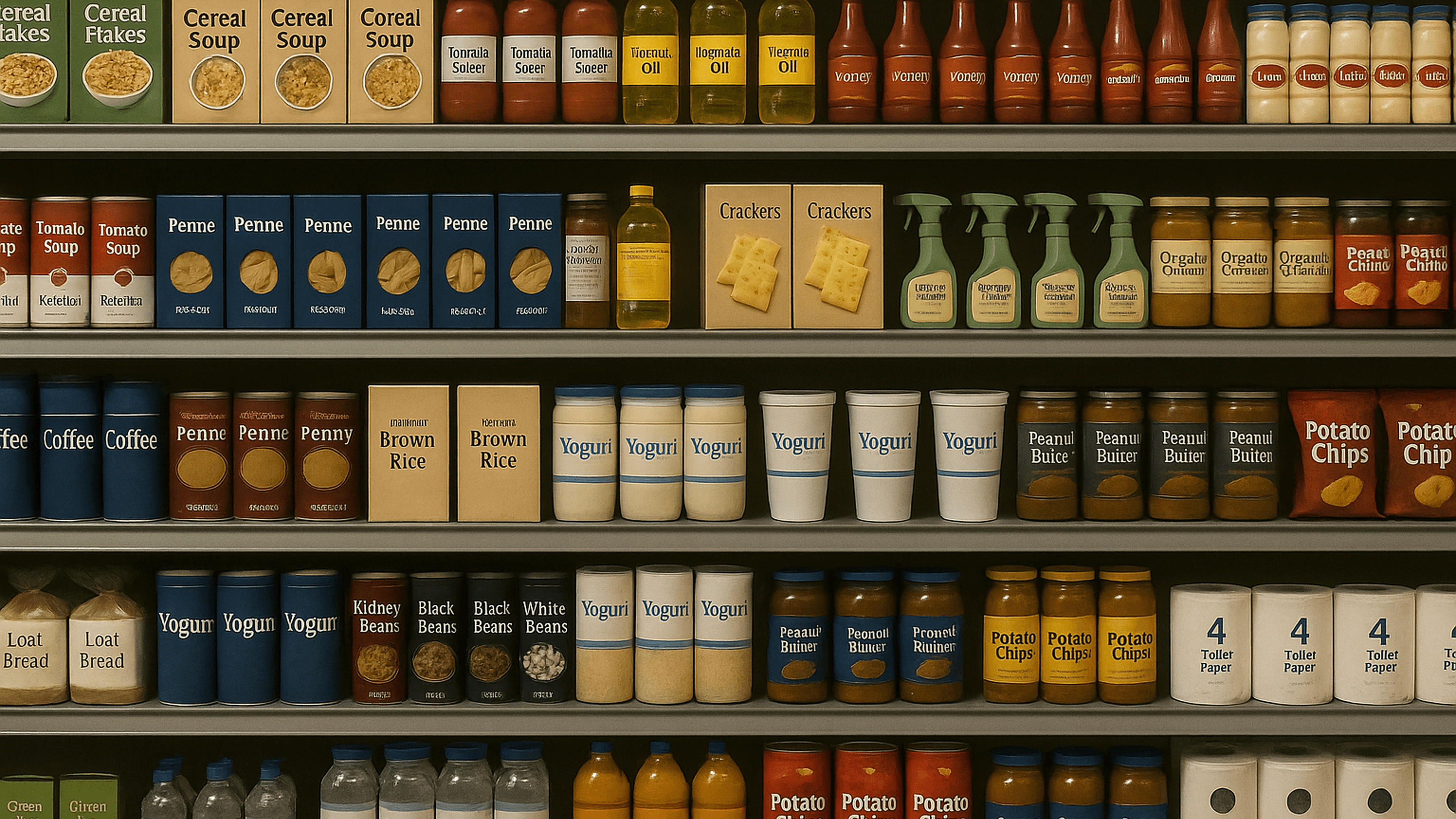 Retail shelf with products